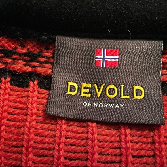 Devold of Norway Orange Wool Quarter Zip sweater, Sz Medium, Made in Norway - Picture 5 of 6